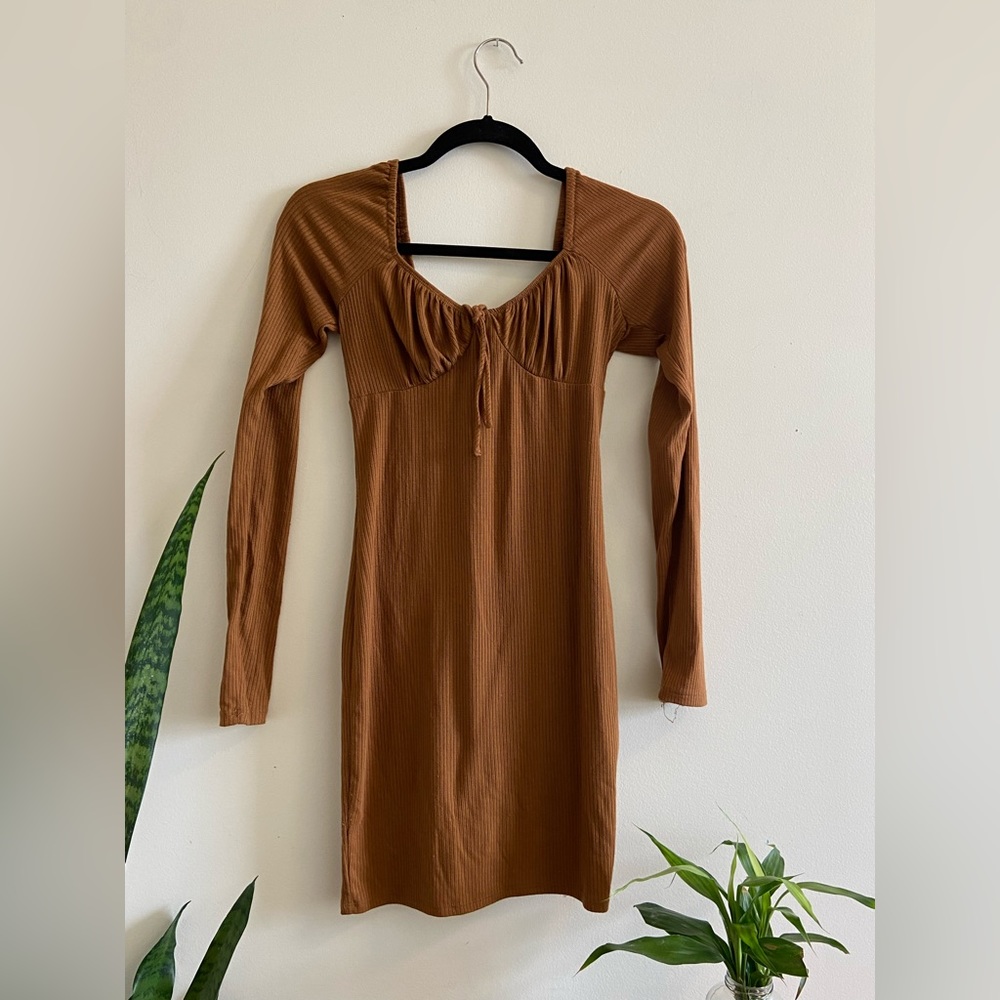 Brown body con dress